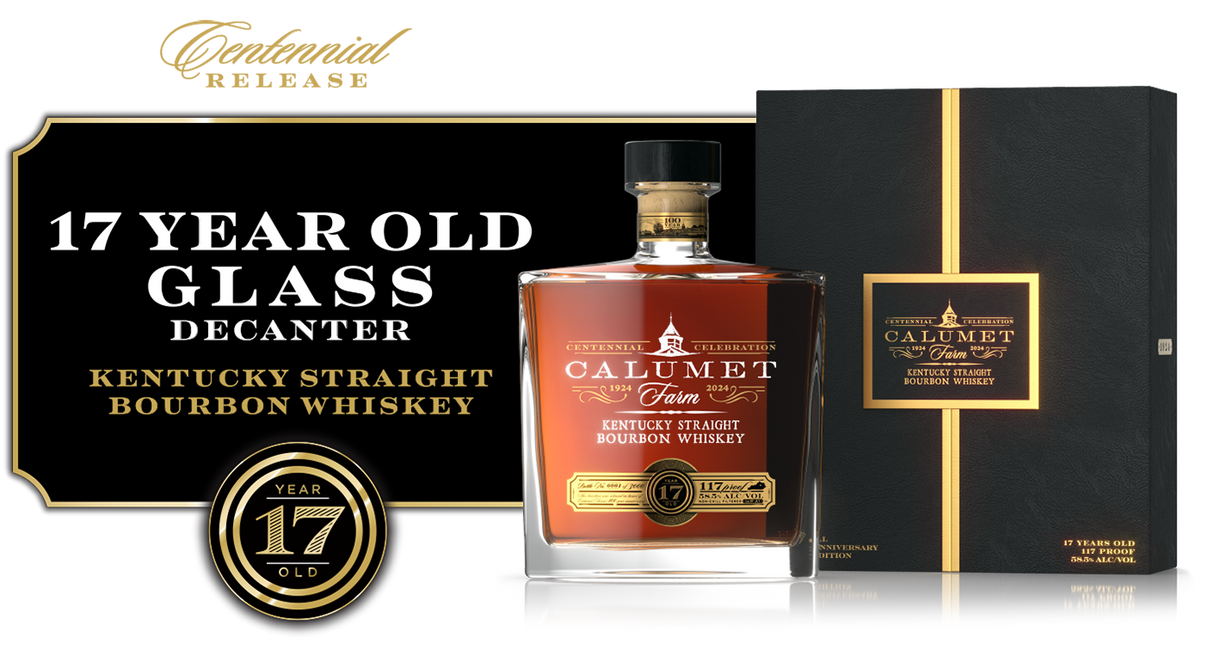 Calumet Farm 17 Years 100th Anniversary Glass Decanter Kentucky Straight Bourbon Whiskey | Free Shipping on orders $400+