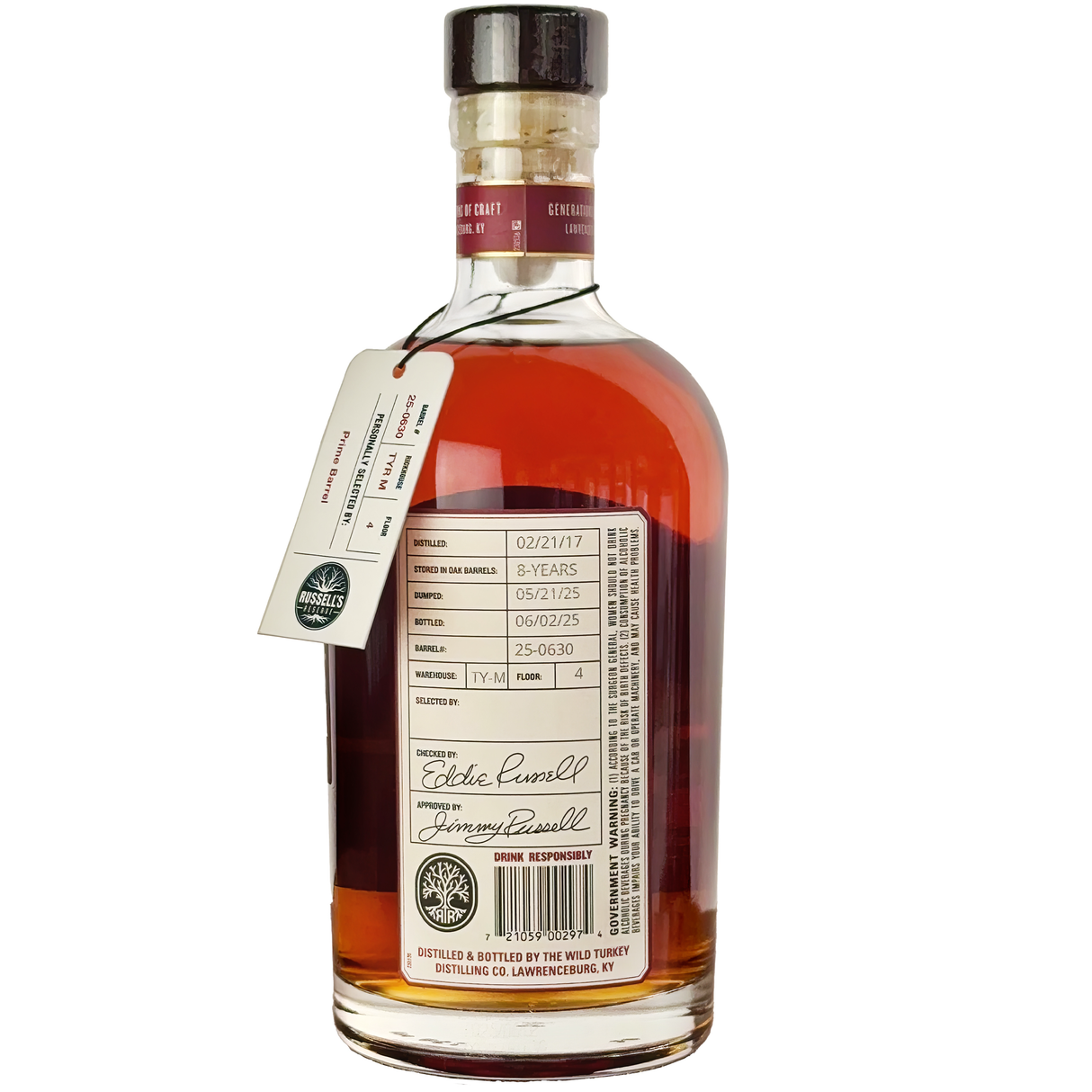 Russell's Reserve 8 Years Old "Angry Bird" Private Barrel Selection Kentucky Straight Bourbon Whiskey The Prime Barrel Pick #139