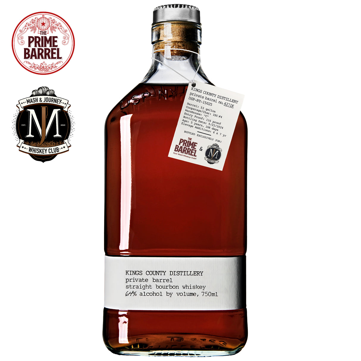 Kings County Distillery “Do The Right King” Private Barrel Bourbon The Prime Barrel Pick x Mash & Journey Pick | Free Shipping on orders $400+