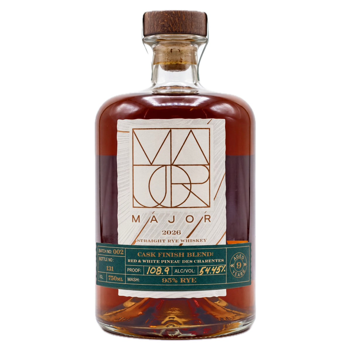 Major 2026 Release 002 9 Year Old Rye Whiskey Red & White Pineau Cask Finish | Free Shipping on orders $400+