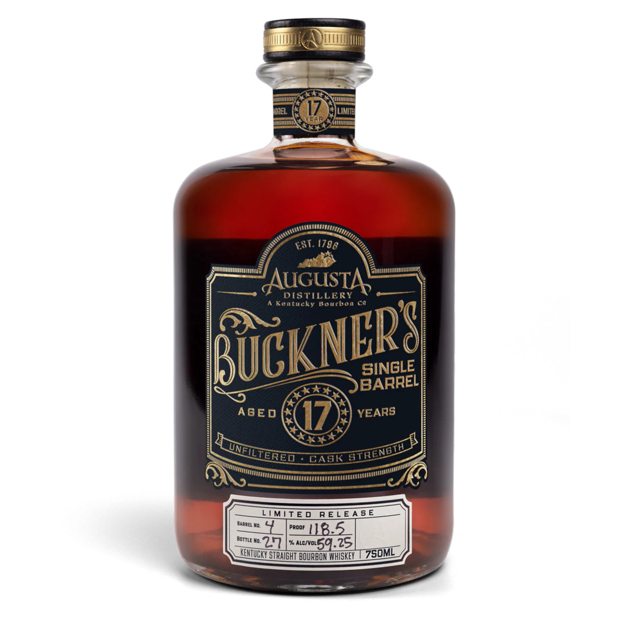 Augusta Distillery Buckner's 17 Cask Strength Single Barrel Straight Bourbon Whiskey | Free Shipping on orders $400+