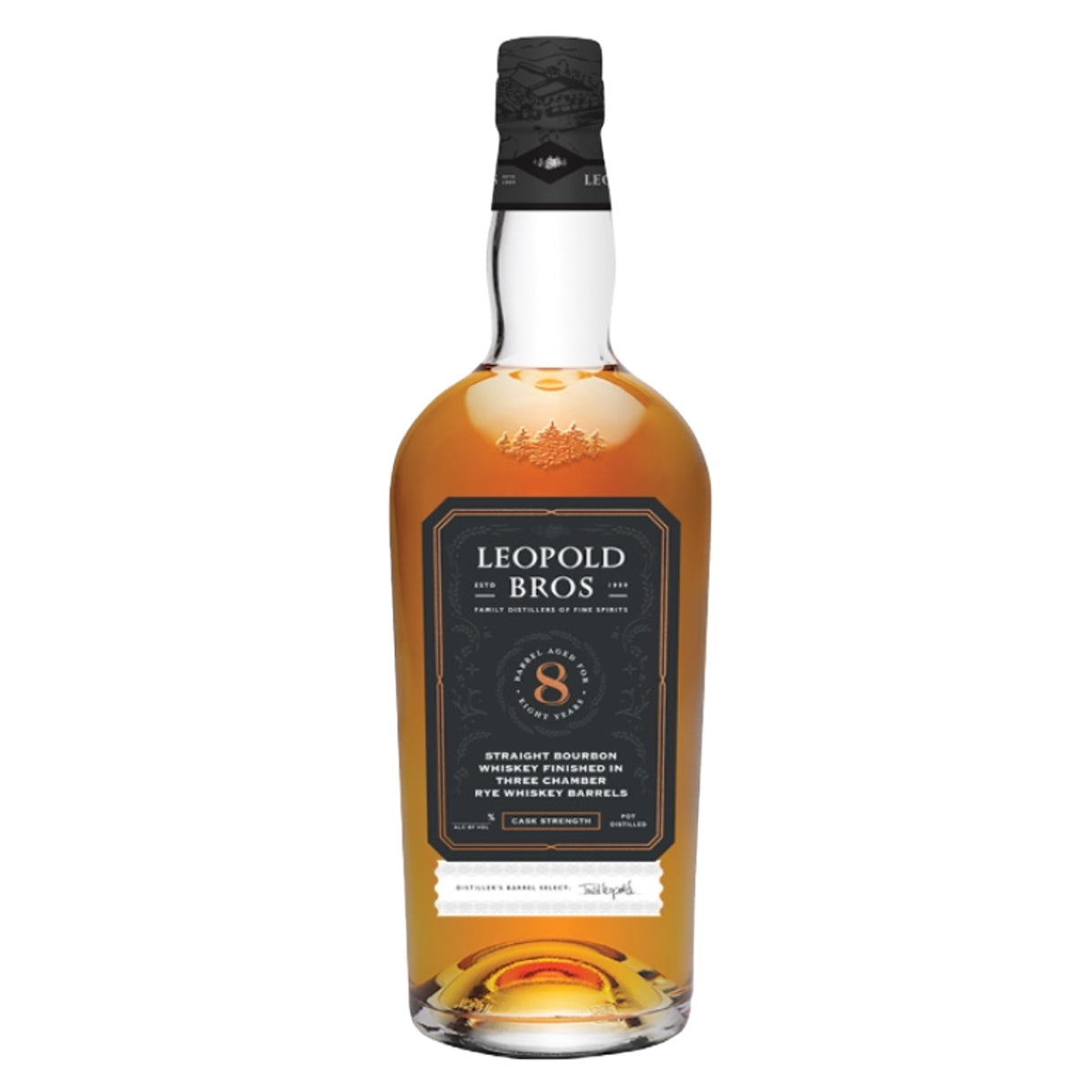 Leopold Brothers 8 Years Old Cask Strength Straight Bourbon Whiskey Finished In Three Chambers Rye Barrels | Free Shipping on orders $400+