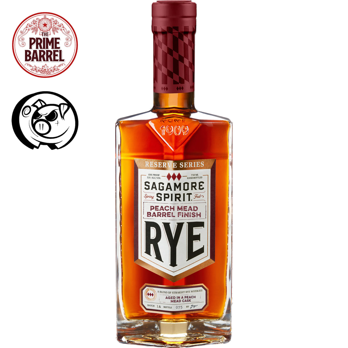 Sagamore Spirit "Peach Cobbler" Peach Mead Barrel Finish Rye The Prime Barrel x TheHateDust Pick | Free Shipping on orders $400+