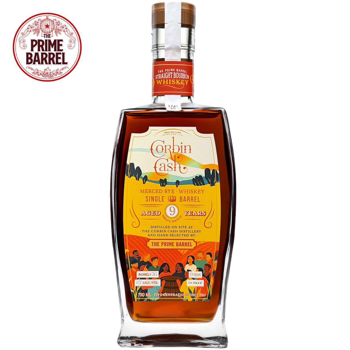 Corbin Cash Aged 9 Years "Communal" Single Barrel Merced Rye Whiskey The Prime Barrel Pick #142