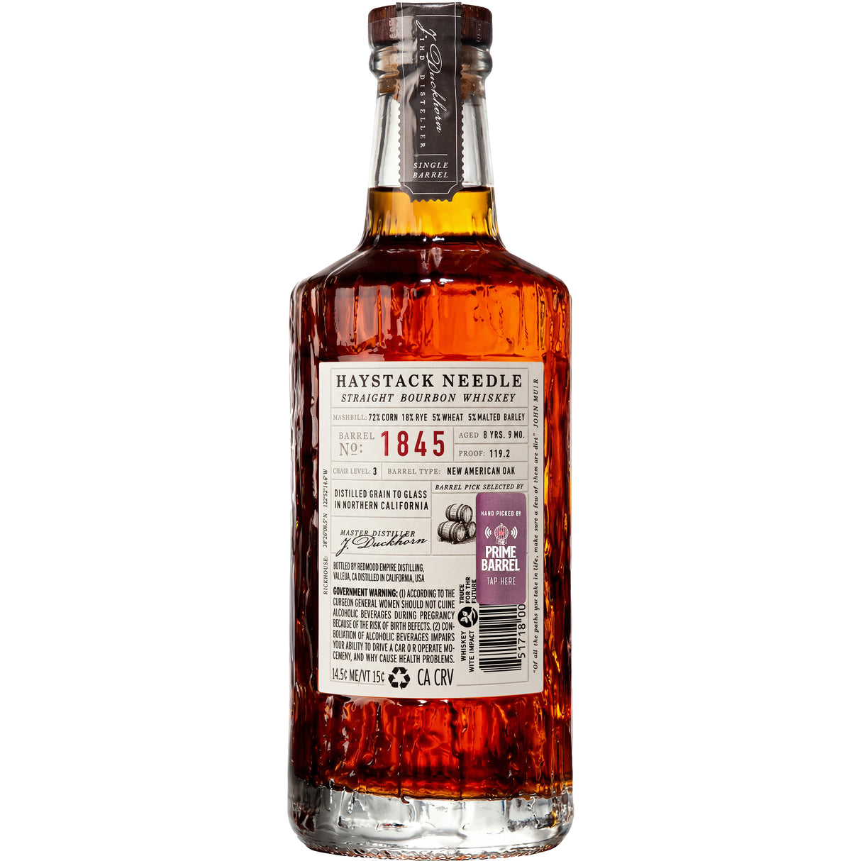 Redwood Empire Haystack Needle Single Barrel Straight Bourbon Whiskey The Prime Barrel Pick #153 | Free Shipping on orders $400+