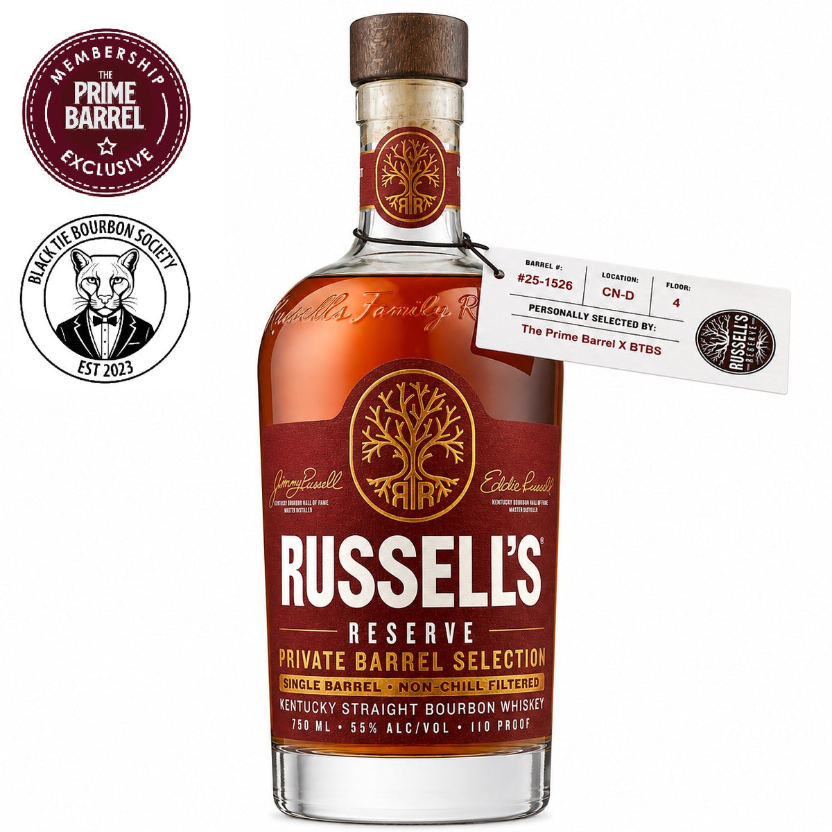 Russell's Reserve 9 Years Old Private Barrel Selection Kentucky Straight Bourbon Whiskey The Prime Barrel x BTBS Pick | Free Shipping on orders $400+