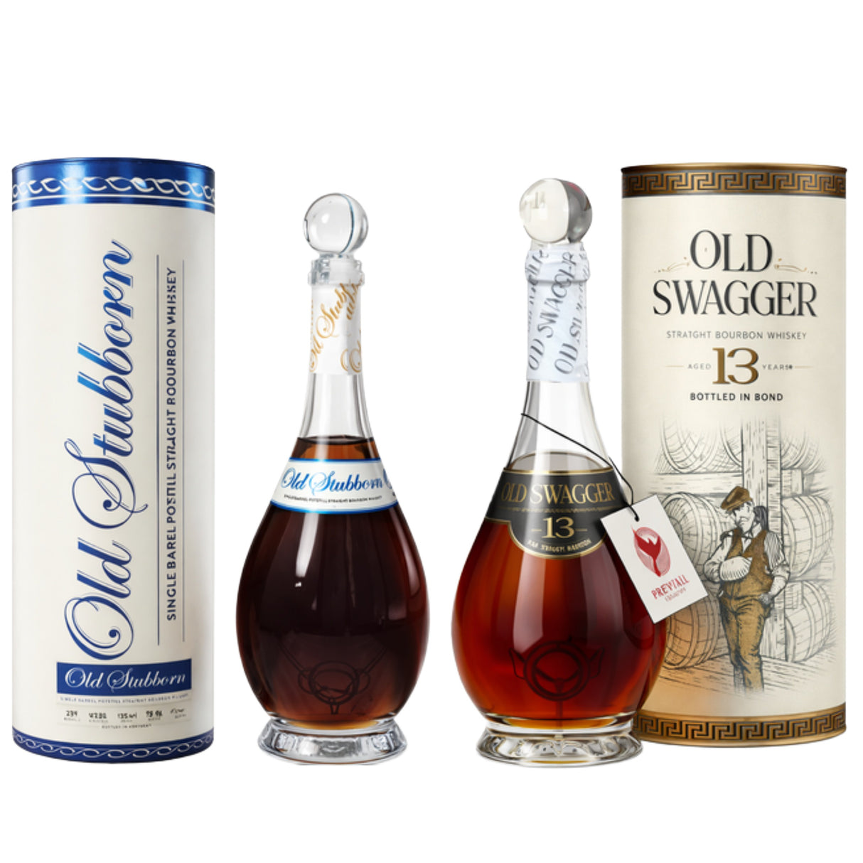 Rising Tide Spirits Bundle #1: Old Stubborn Single Barrel Wheated Potstill Straight Bourbon + Old Swagger 13 Year Bottled-In-Bond Bourbon | Free Shipping on orders $400+