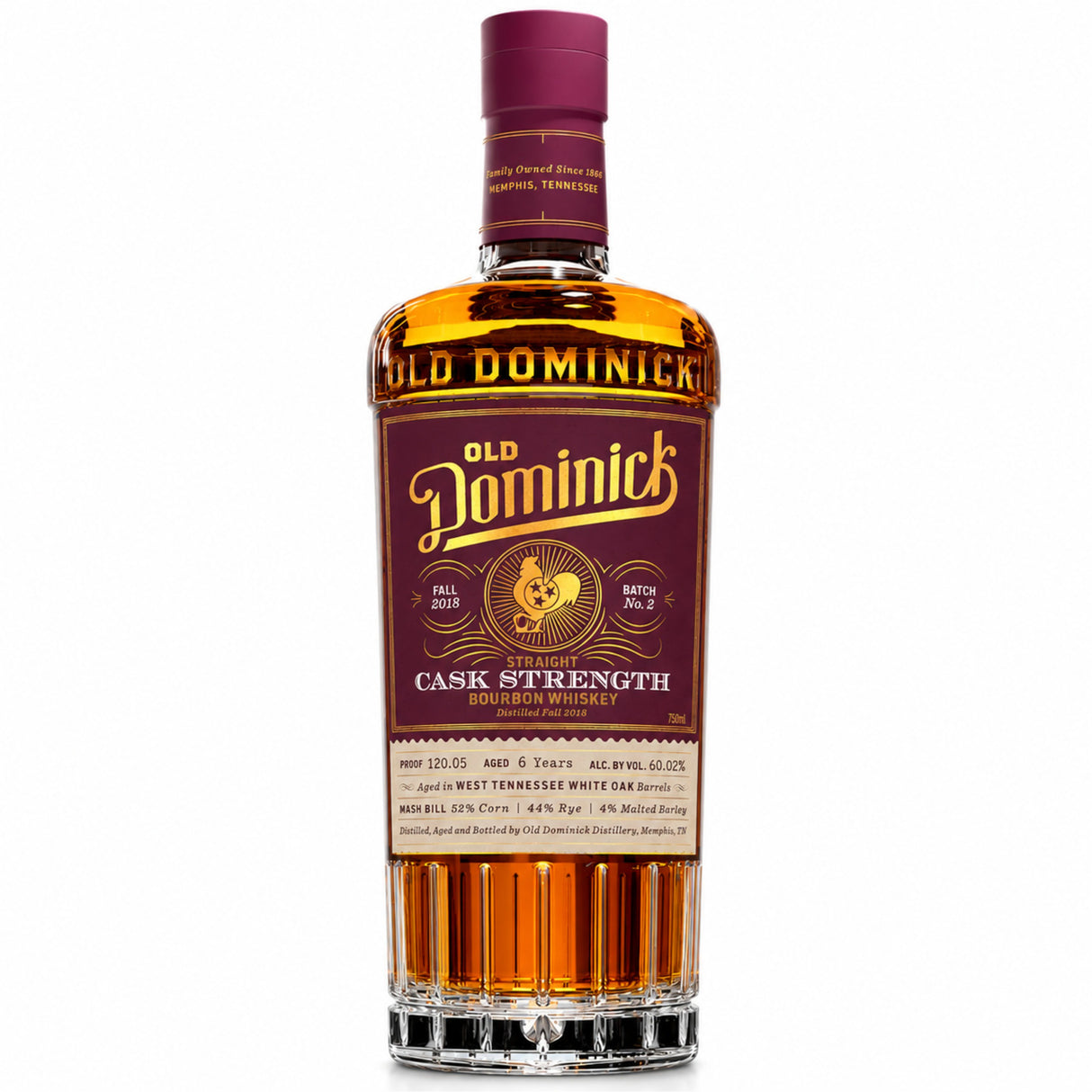 Old Dominick Distillery 6 Years Old Select Cask Strength Aged In West Tennessee White Oak Barrels Straight Bourbon Whiskey