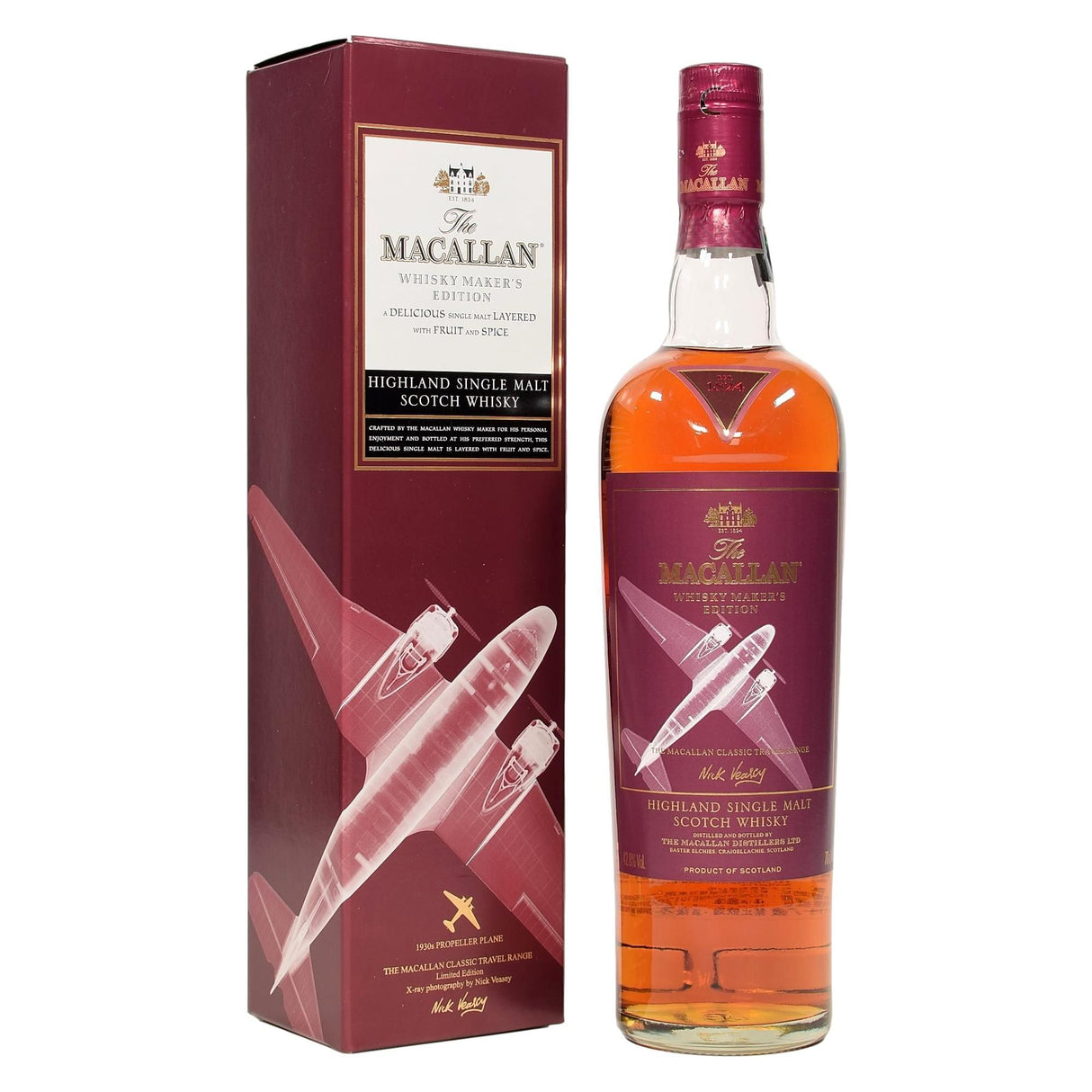 Macallan Maker's Edition Nick Veasey Classic Travel Range 1930's Propeller Plane Scotch Whisky | Free Shipping on orders $400+