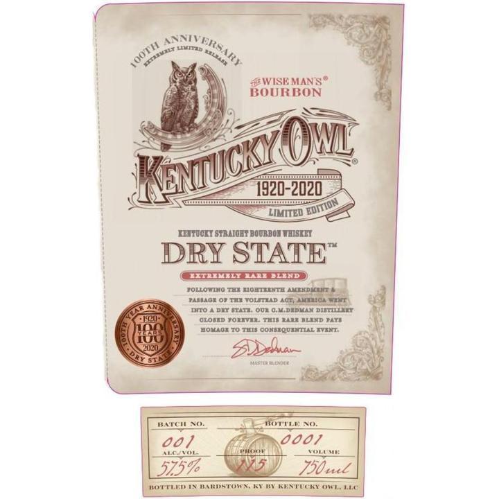 Kentucky Owl Dry State Kentucky Straight Bourbon Whiskey | Free Shipping on orders $400+