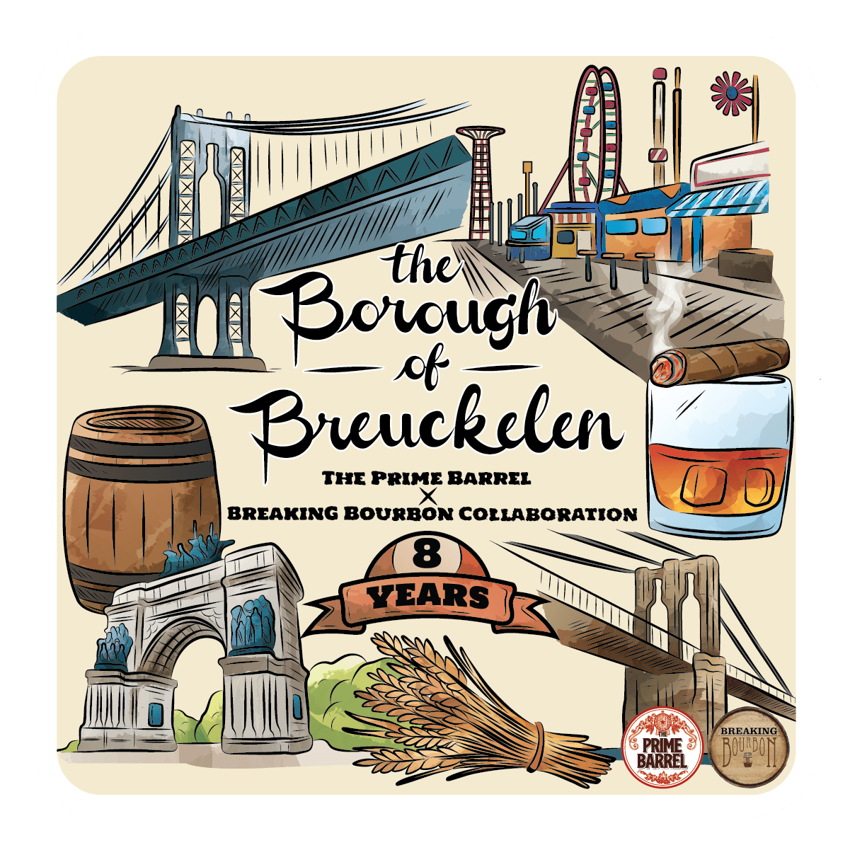 Breuckelen Distilling 77 Whiskey "The Borough of Breuckelen" 8 Year Collaboration Single Barrel Wheated Straight Bourbon Whiskey | Free Shipping on orders $400+