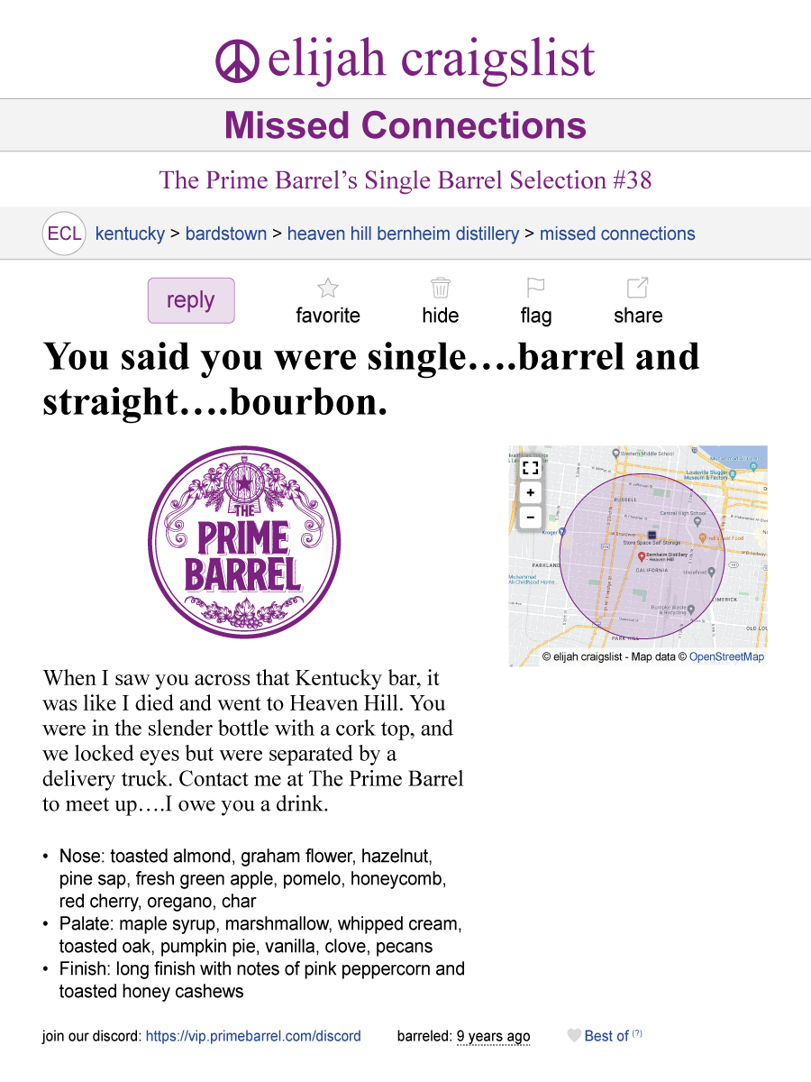 Elijah Craig 9 Years Single Barrel Kentucky Straight Bourbon Whiskey The Prime Barrel Pick #38 - De Wine Spot | DWS - Drams/Whiskey, Wines, Sake