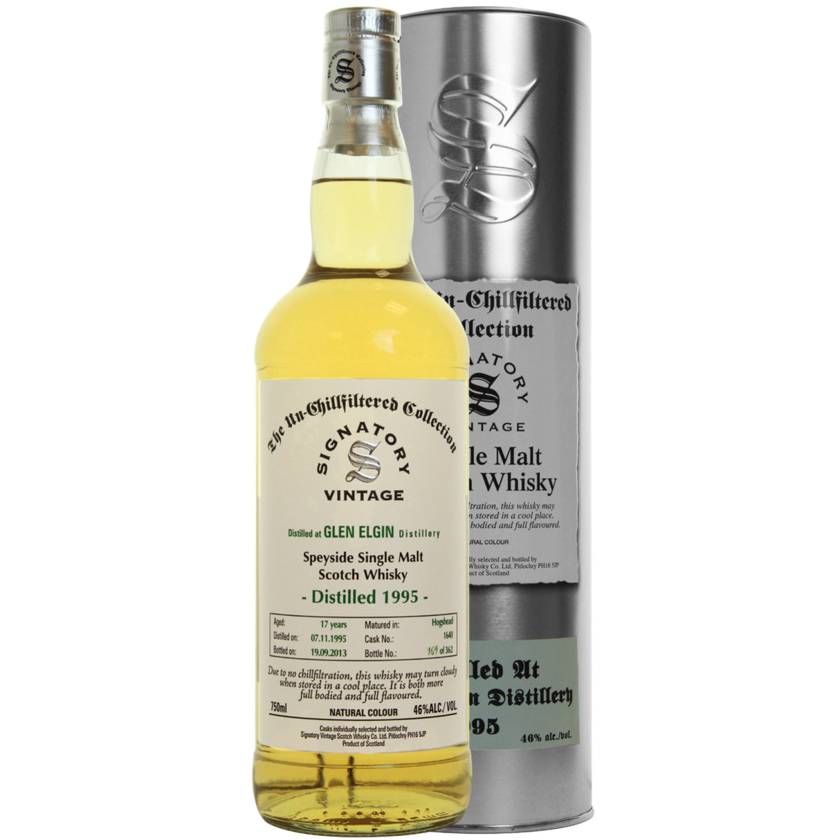 Glen Elgin 17 yrs Speyside Unchillfiltered Signatory Single Malt Scotch Whisky | Free Shipping on orders $400+