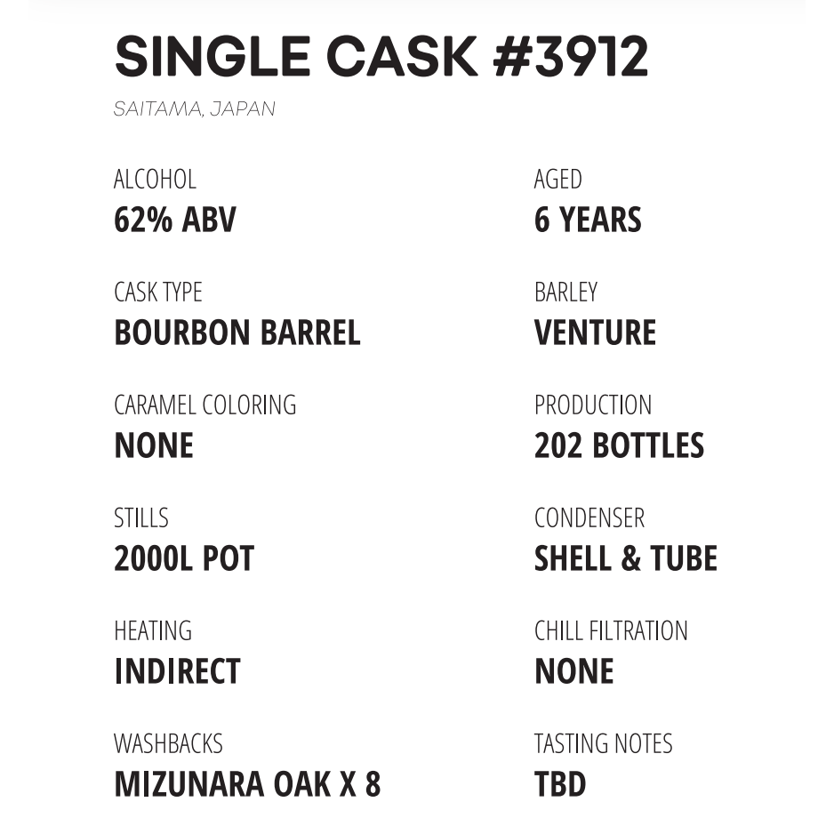 Ichiro's Chichibu Distillery 2014 Single Cask #3912 Japanese Single Malt Whisky - De Wine Spot | DWS - Drams/Whiskey, Wines, Sake
