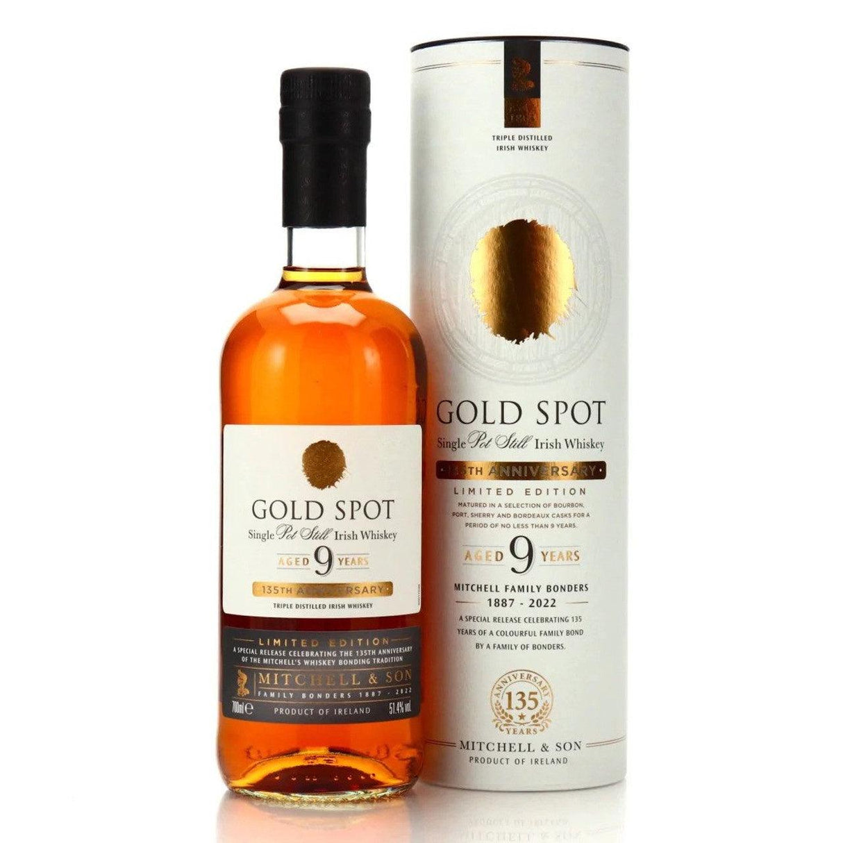 Gold Spot 9 Years 135th Anniversary Limited Edition Single Pot Still Irish Whiskey | Free Shipping on orders $400+
