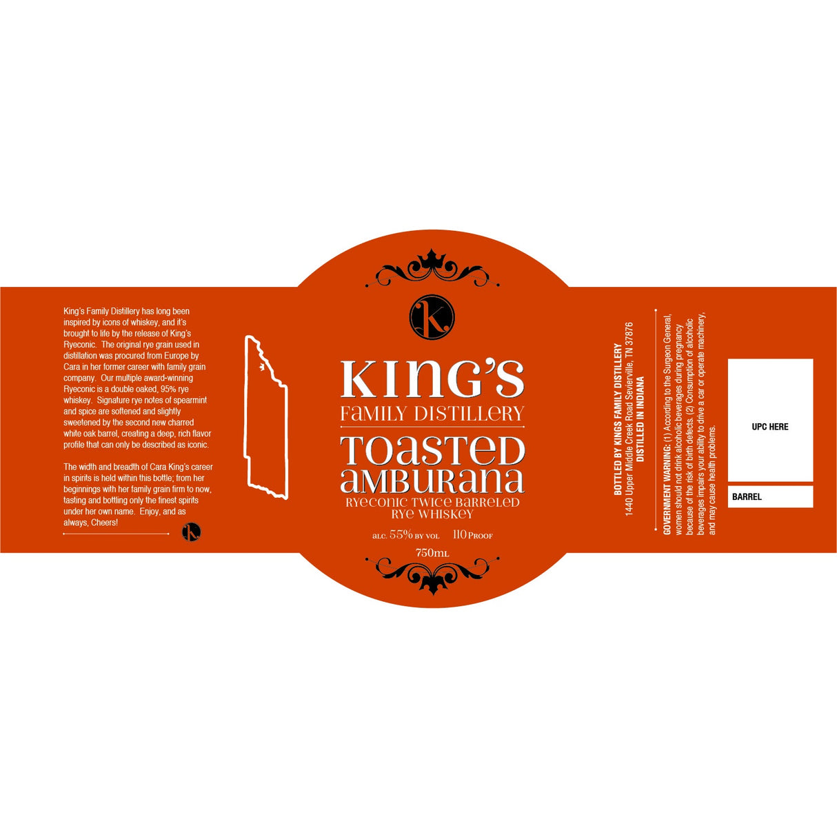 King’s Family Distillery Toasted Amburana Ryeconic Twice Barreled Rye Whiskey | Free Shipping on orders $400+
