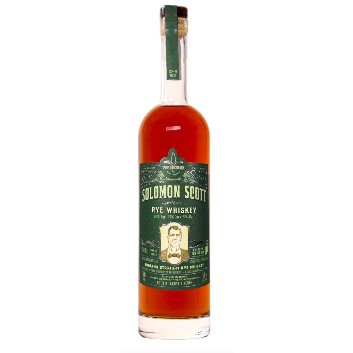 Spirits of French Lick Solomon Scott Bottled-In-Bond Rye Whiskey | Free Shipping on orders $400+