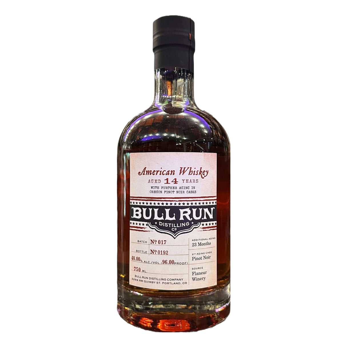 Bull Run Aged 15 Years Oregon Pinot Noir Finished Casks American Whiskey | Free Shipping on orders $400+