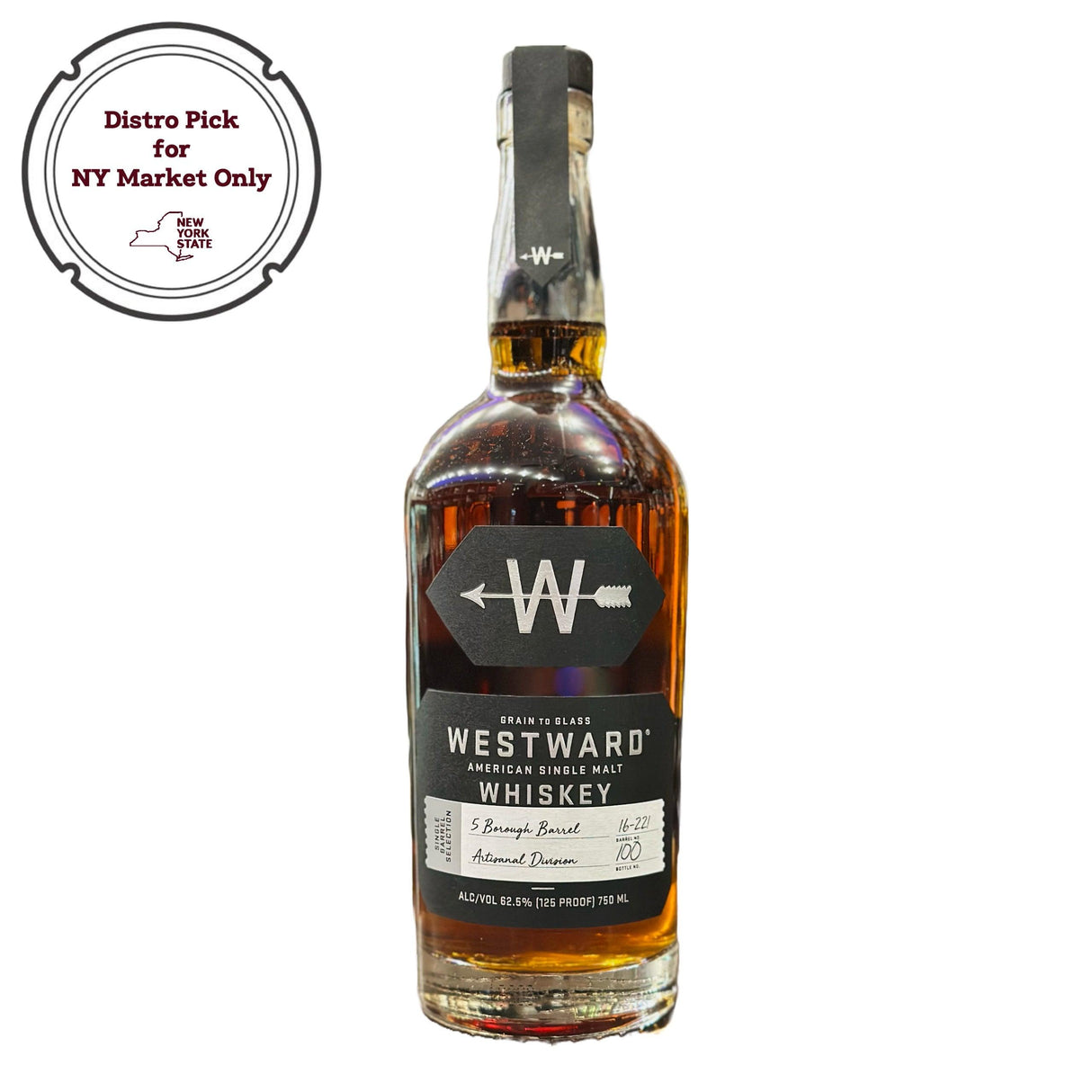 Westward "5 Borough Barrel" Single Barrel Cask Strength American Single Malt Whiskey | Free Shipping on orders $400+