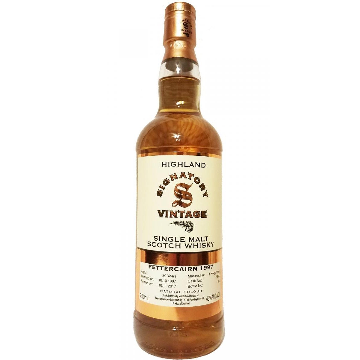 Fettercairn 20 yrs Highland Hogshead 86 Proof Signatory Single Malt Scotch Whisky | Free Shipping on orders $400+