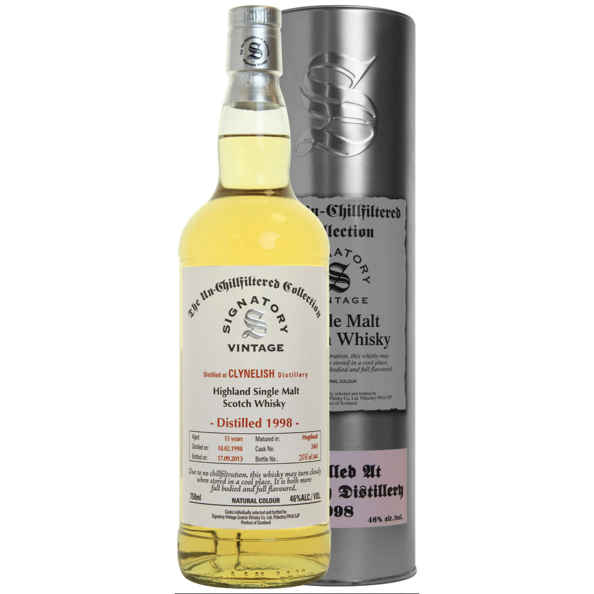 Clynelish Hogshead 15 yrs Highland Unchillfiltered Signatory Single Malt Scotch Whisky | Free Shipping on orders $400+