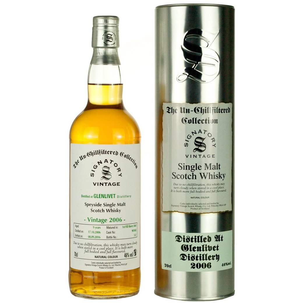 Glenlivet 9 yrs Speyside Unchillfiltered Signatory Single Malt Scotch Whisky | Free Shipping on orders $400+