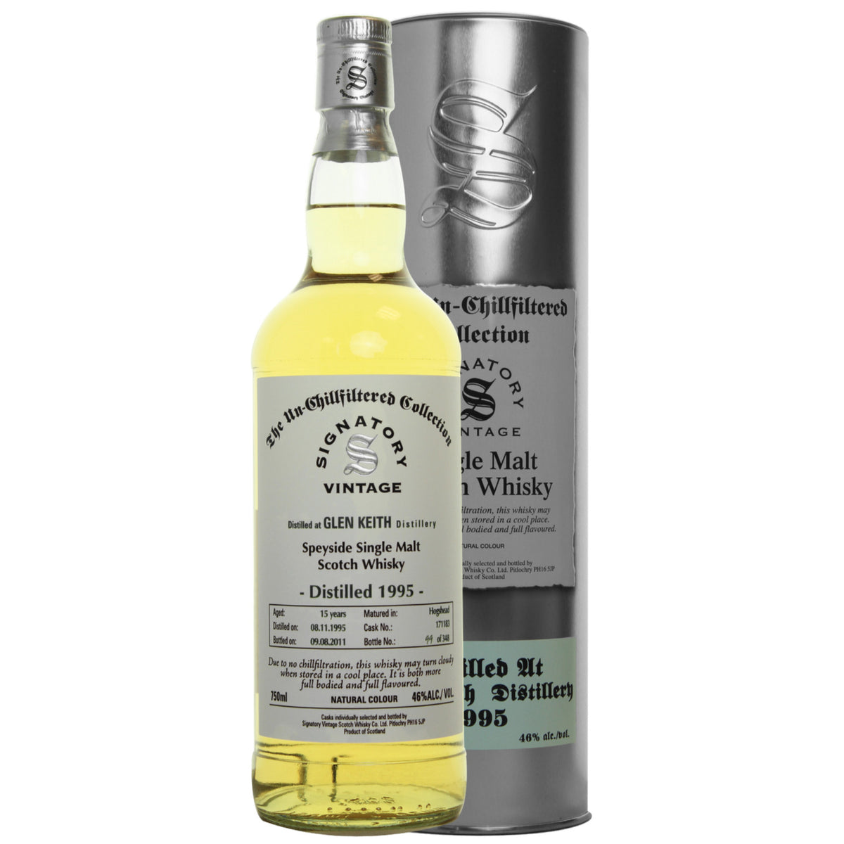 Glen Keith Hogshead 15 yrs Speyside Unchillfiltered Signatory Single Malt Scotch Whisky | Free Shipping on orders $400+