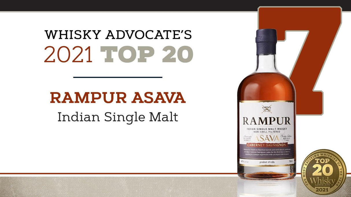 Rampur Asava Cabernet Sauvignon Classic Indian Red Wine Casks Single Malt Indian Whiskey | Free Shipping on orders $400+