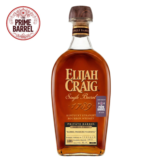 Elijah Craig 10 Years Old "Barrel Pressure Warning" Single Barrel Kentucky Straight Bourbon Whiskey The Prime Barrel Pick #168 | Free Shipping on orders $400+