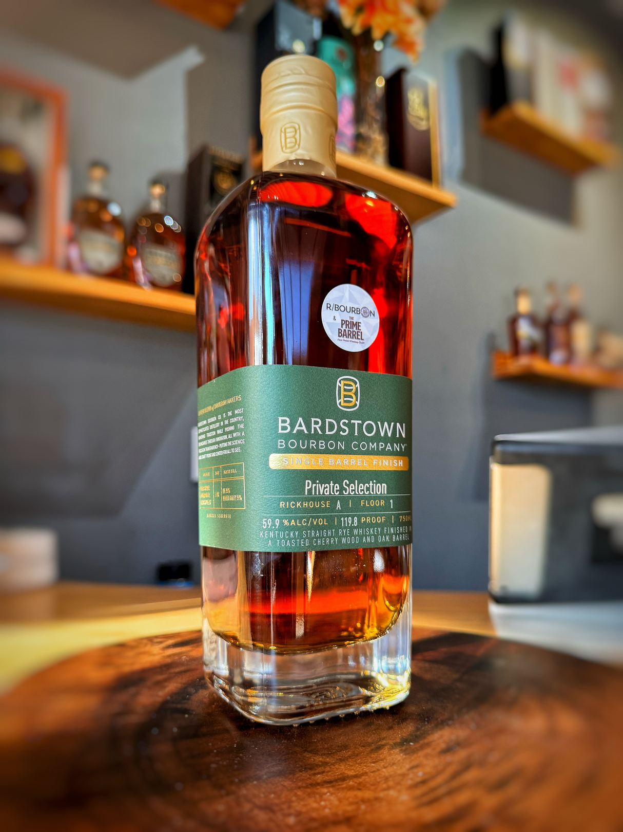 Bardstown Bourbon Company Single Barrel Kentucky Straight Rye Whiskey Finished in Toasted Cherry Wood and Oak Barrels The Prime Barrel x R-Bourbon Pick