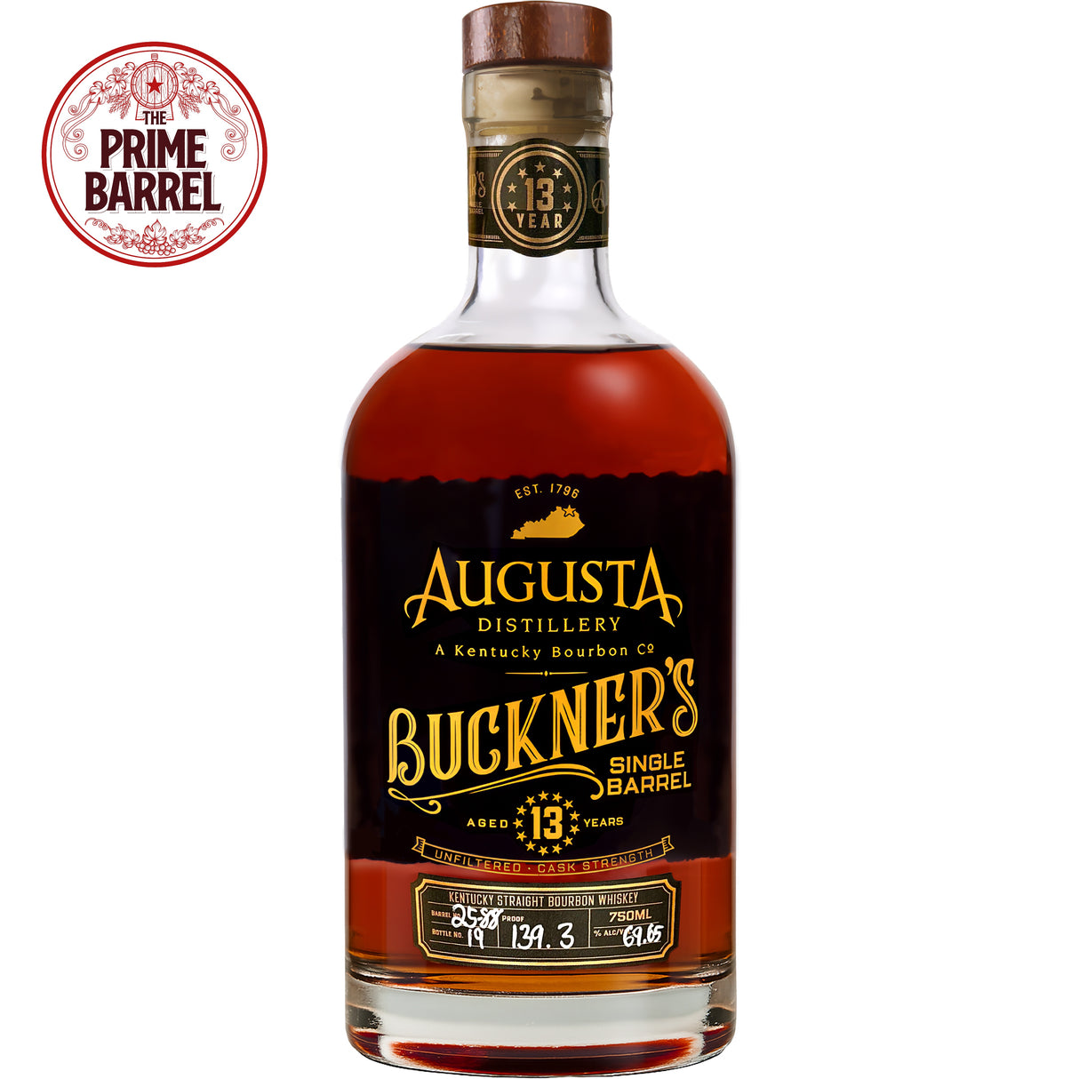 Augusta Distillery Buckner's 13 Years Cask Strength "Lucky 13" Single Barrel Straight Bourbon Whiskey The Prime Barrel Pick #143