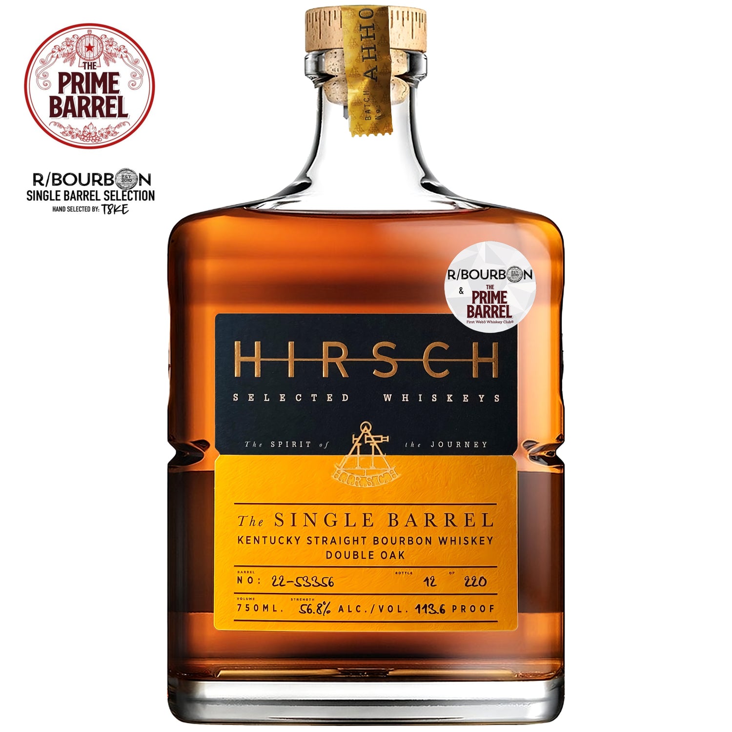 Hirsch 10 Year Old Single Barrel Double Oaked Kentucky Straight Bourbon The Prime Barrel x R-Bourbon Pick | Free Shipping on orders $400+