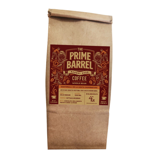 The Prime Barrel x 4th Level Roasters Guatemala Cattuai Collab Barrel Aged Whole Bean Coffee | Free Shipping on orders $400+
