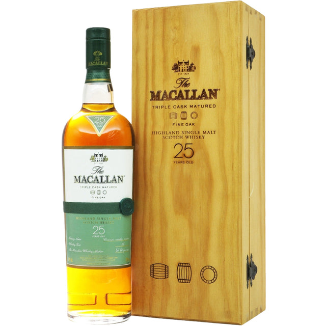 Macallan 25 Years Fine Oak Triple Cask Matured Speyside Single Malt Scotch Whisky | Free Shipping on orders $400+