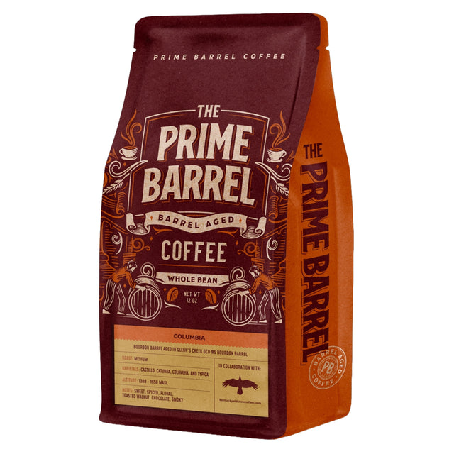 The Prime Barrel x Kentucky Old Crow Coffee Company Columbian Barrel Aged Whole Bean Coffee | Free Shipping on orders $400+