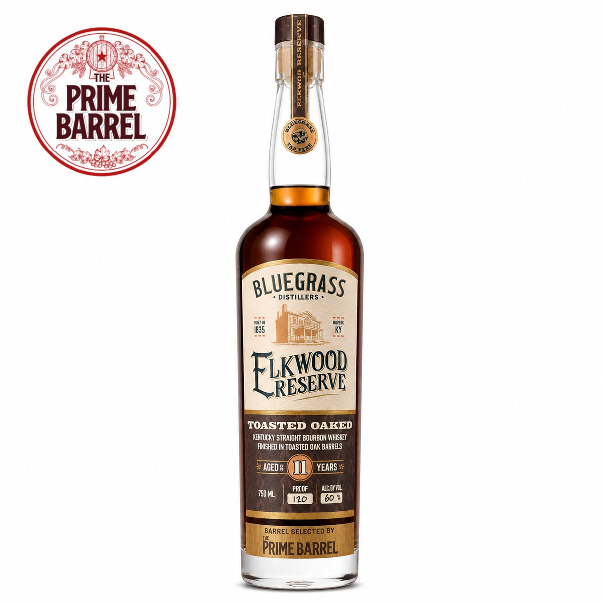 Bluegrass Distillers Elkwood Reserve Aged 11 Years Old Kentucky Straight Bourbon Whiskey Finished in Toasted Oak Barrels The Prime Barrel Pick #167