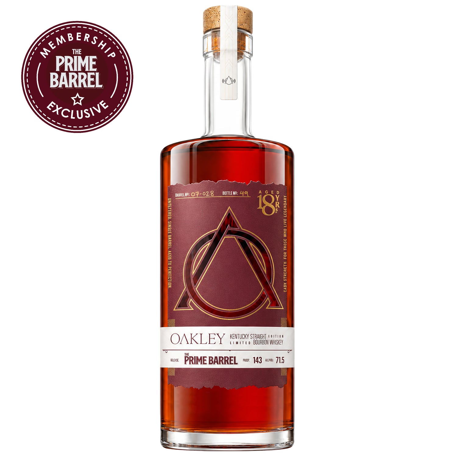 Oakley 18 Year Old Kentucky Straight Bourbon Whiskey The Prime Barrel Pick #160 | Free Shipping on orders $400+