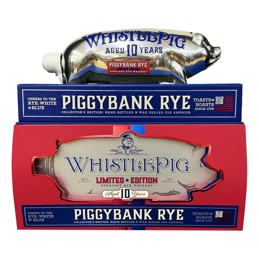 WhistlePig America's 250th Anniversary White & Blue Piggybank Rye 10 Year Limited Edition | Free Shipping on orders $400+