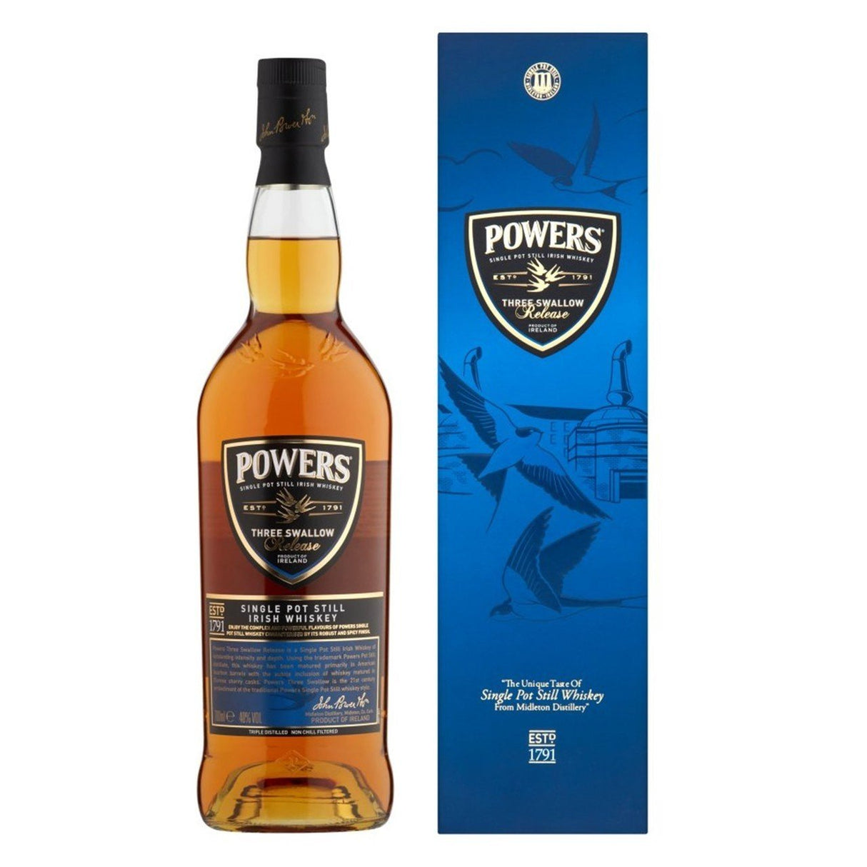 Powers Three Swallow Release Single Pot Still Irish Whiskey 750ml