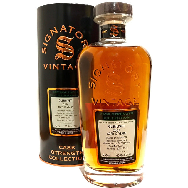 Glenlivet 12yrs Speyside Cask Strength Signatory Single Malt Scotch Whisky 750ml