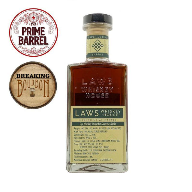 Laws Whiskey House "Breaking The Law: Prime Suspect" Collaboration Experiential Single Barrel Sauternes Finish Rye Whiskey 750ml