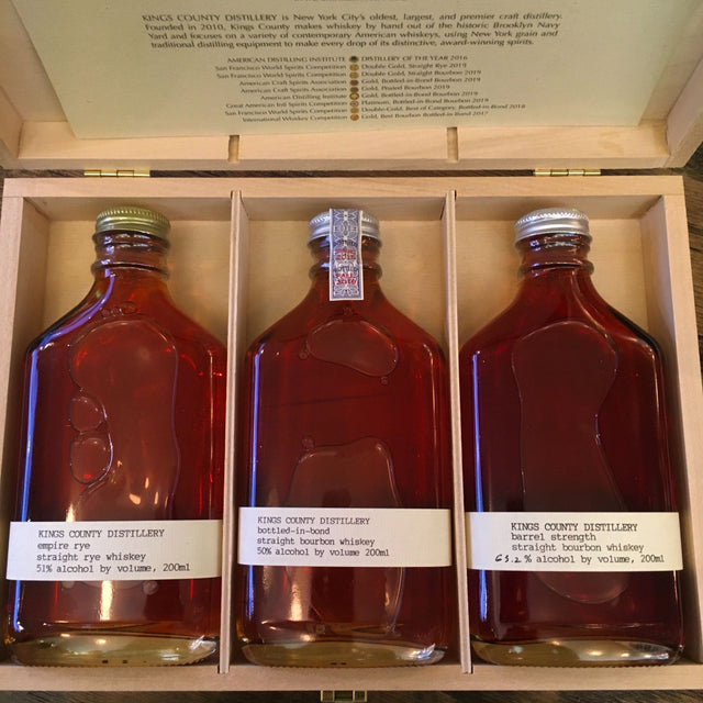 Kings County Distillery Whiskey Gift Set (Empire Rye/Bottled in Bond Bourbon/Barrel Strength Bourbon) 200ml